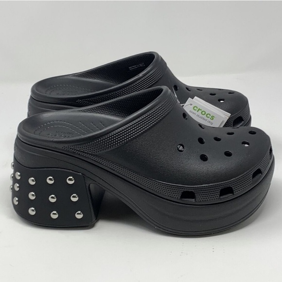 Crocs Siren Studded Black Chrome Studs Platform Unisex Clogs Size M10/W12 NWT - Picture 8 of 10
